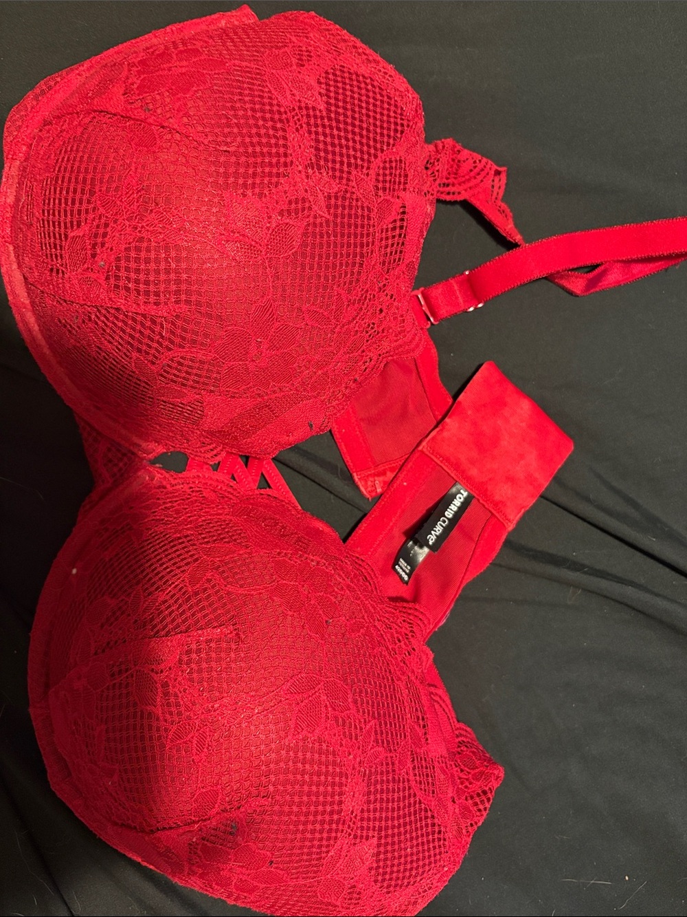 Red Lace Underwire Push-Up Bra by Brand Unknown